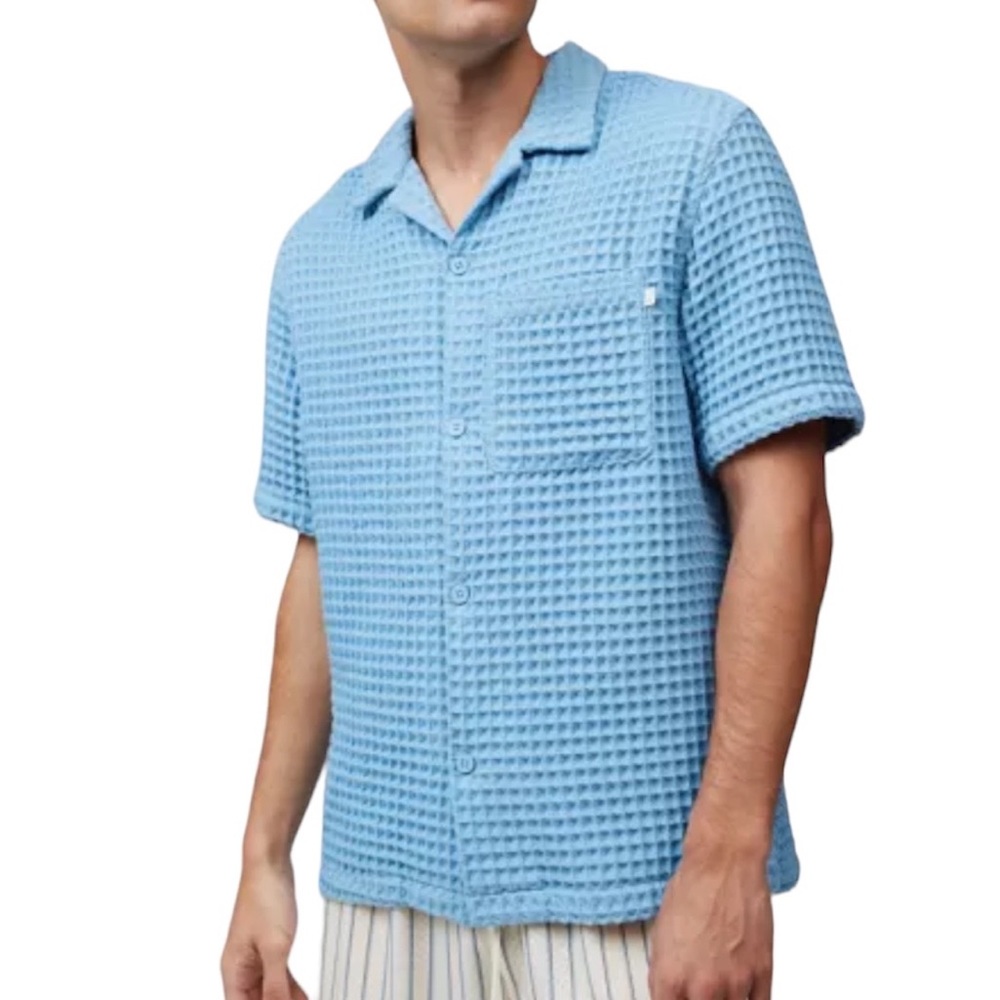 Urban Outfitters - Waffle Texture Shirt - Sky Blue - Large - New With Tags